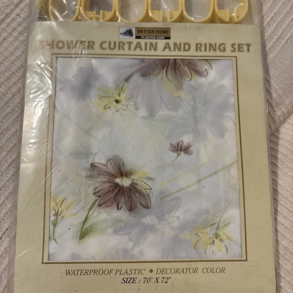 VTG 2004 Better Home Shower Curtain & Hooks Set Floral Daisy Waterproof 70x72